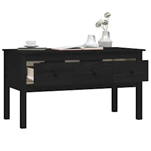 Konferenční stolek černý 102 x 49 x 55 cm masivní borové dřevo - obrázek 5