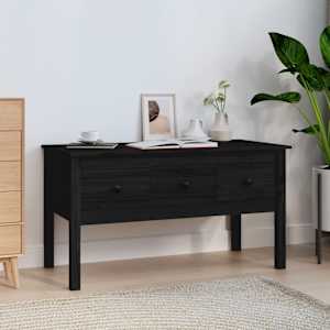 Konferenční stolek černý 102 x 49 x 55 cm masivní borové dřevo - obrázek 1