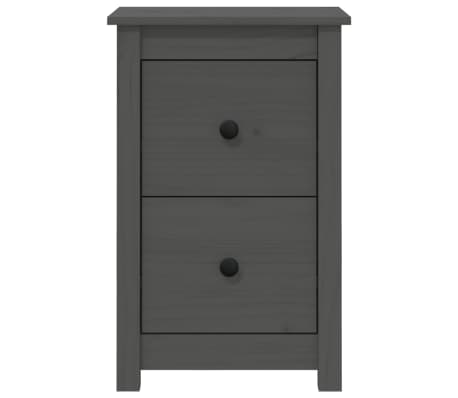 vidaXL Naktinės spintelės, 2vnt., pilkos, 40x35x61,5cm, pu&scaron;ies masyvas