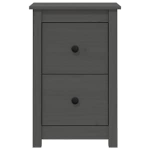 vidaXL Naktinės spintelės, 2vnt., pilkos, 40x35x61,5cm, pu&scaron;ies masyvas