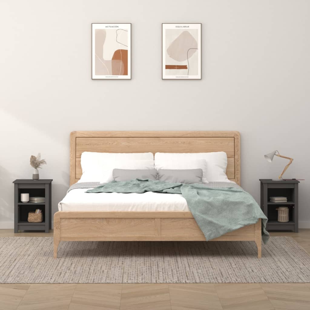 vidaXL Szafki nocne, 2 szt., szare, 40x35x55 cm, lite drewno sosnowe