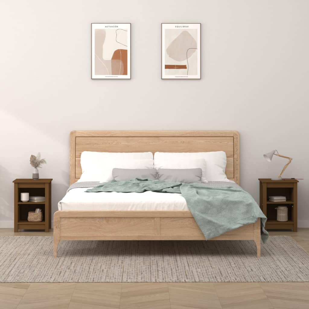vidaXL Szafki nocne, 2 szt., miodowy br�z, 40x35x55 cm, drewno sosnowe
