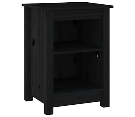 vidaXL Noptiere, 2 buc., negru, 40x35x55 cm, lemn masiv de pin