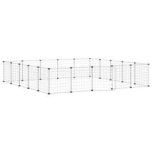 vidaXL 20-paneeliga lemmiklooma aedik uksega, must, 175 x 175 x 35 cm, teras