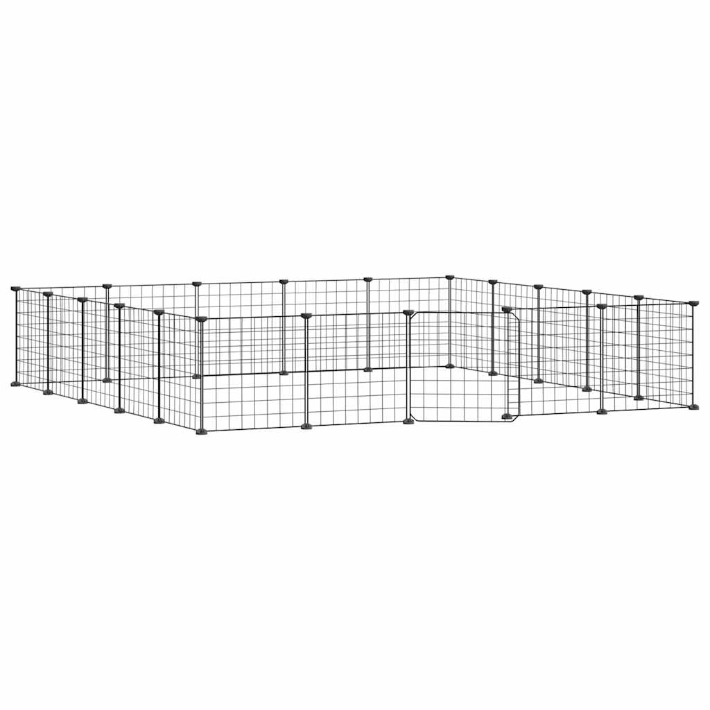 vidaXL 20panelová ohrádka pro zvířata s dvířky černá 35 x 35 cm ocel