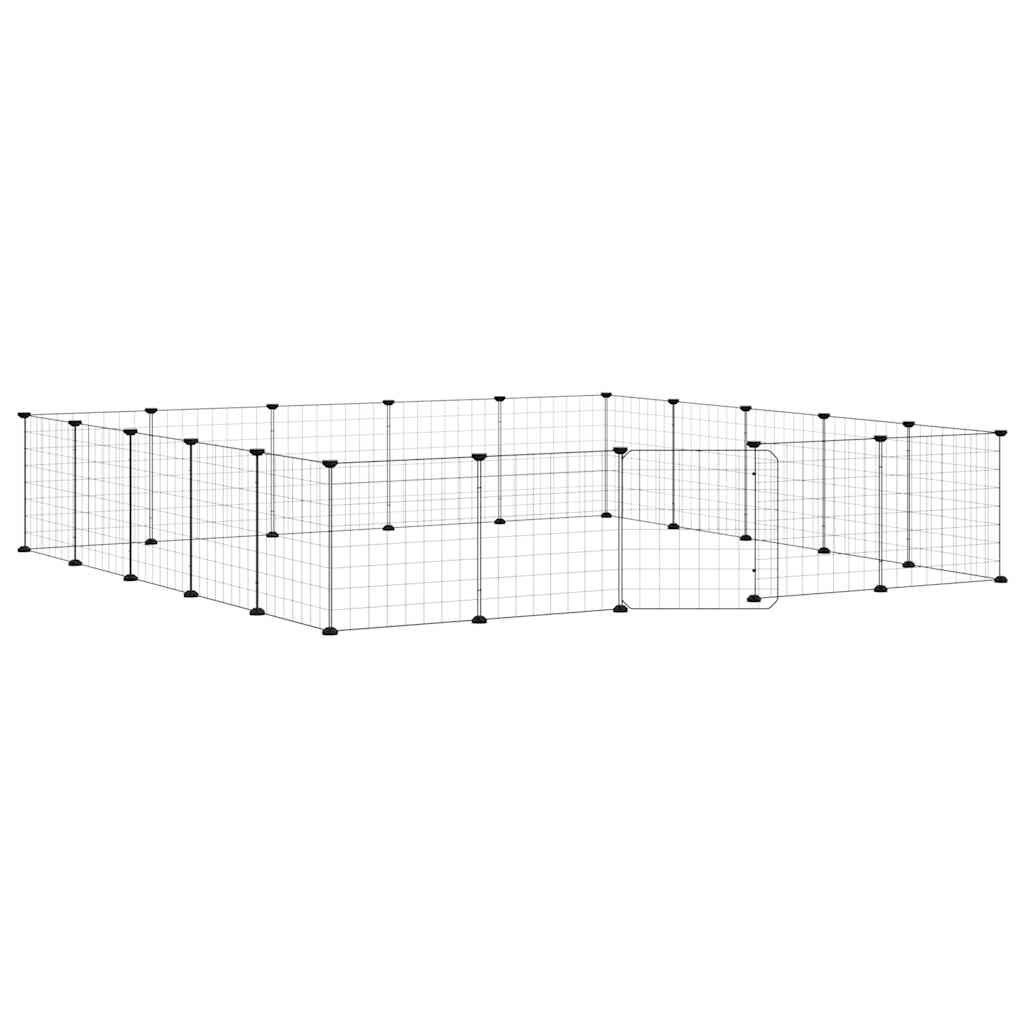 vidaXL 20panelová ohrádka pro zvířata s dvířky černá 35 x 35 cm ocel