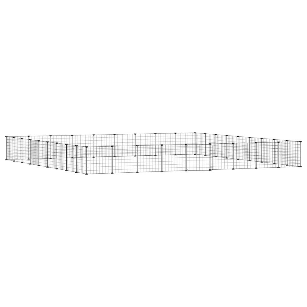 vidaXL 36panelová ohrádka pro zvířata s dvířky černá 35 x 35 cm ocel