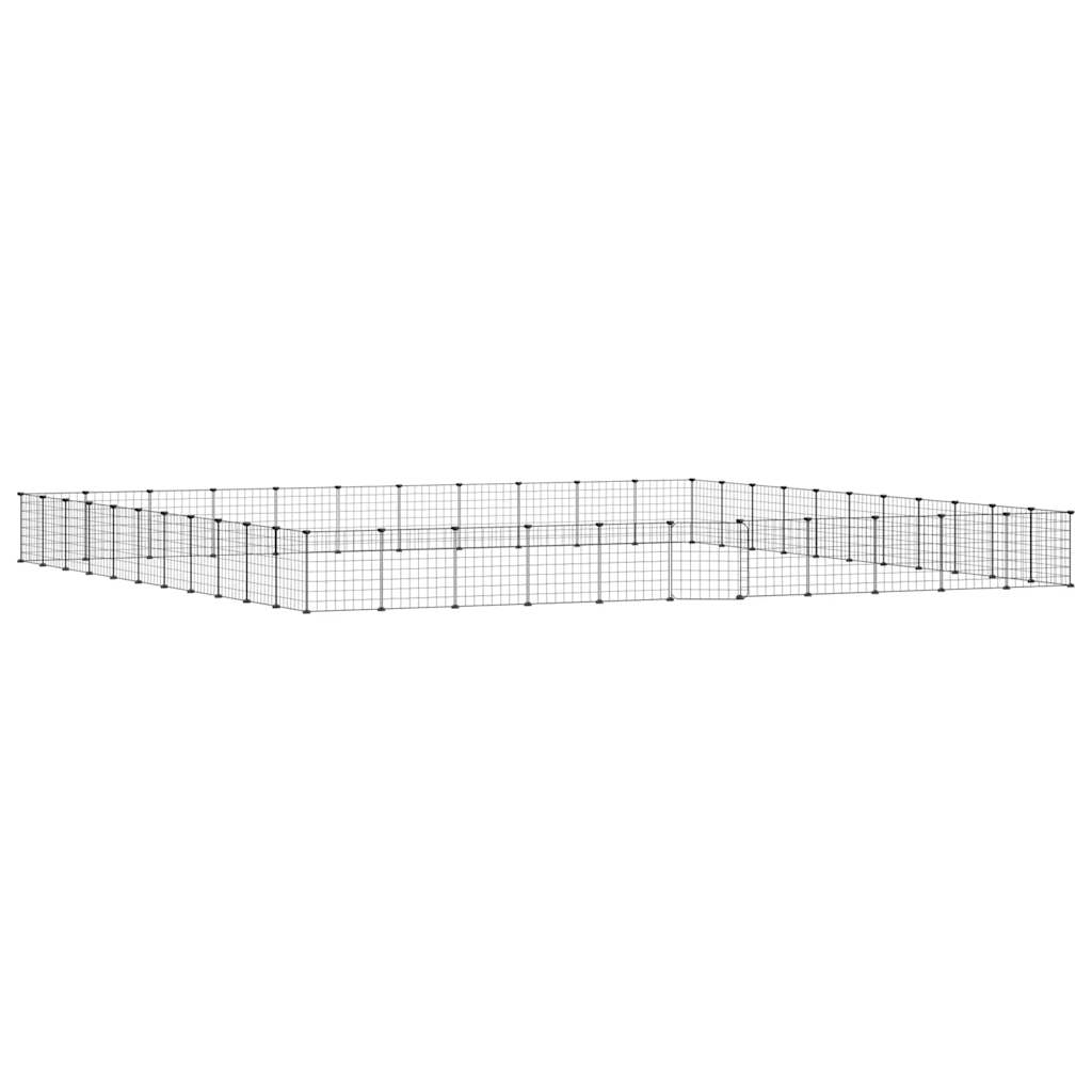 vidaXL 44panelová ohrádka pro zvířata s dvířky černá 35 x 35 cm ocel