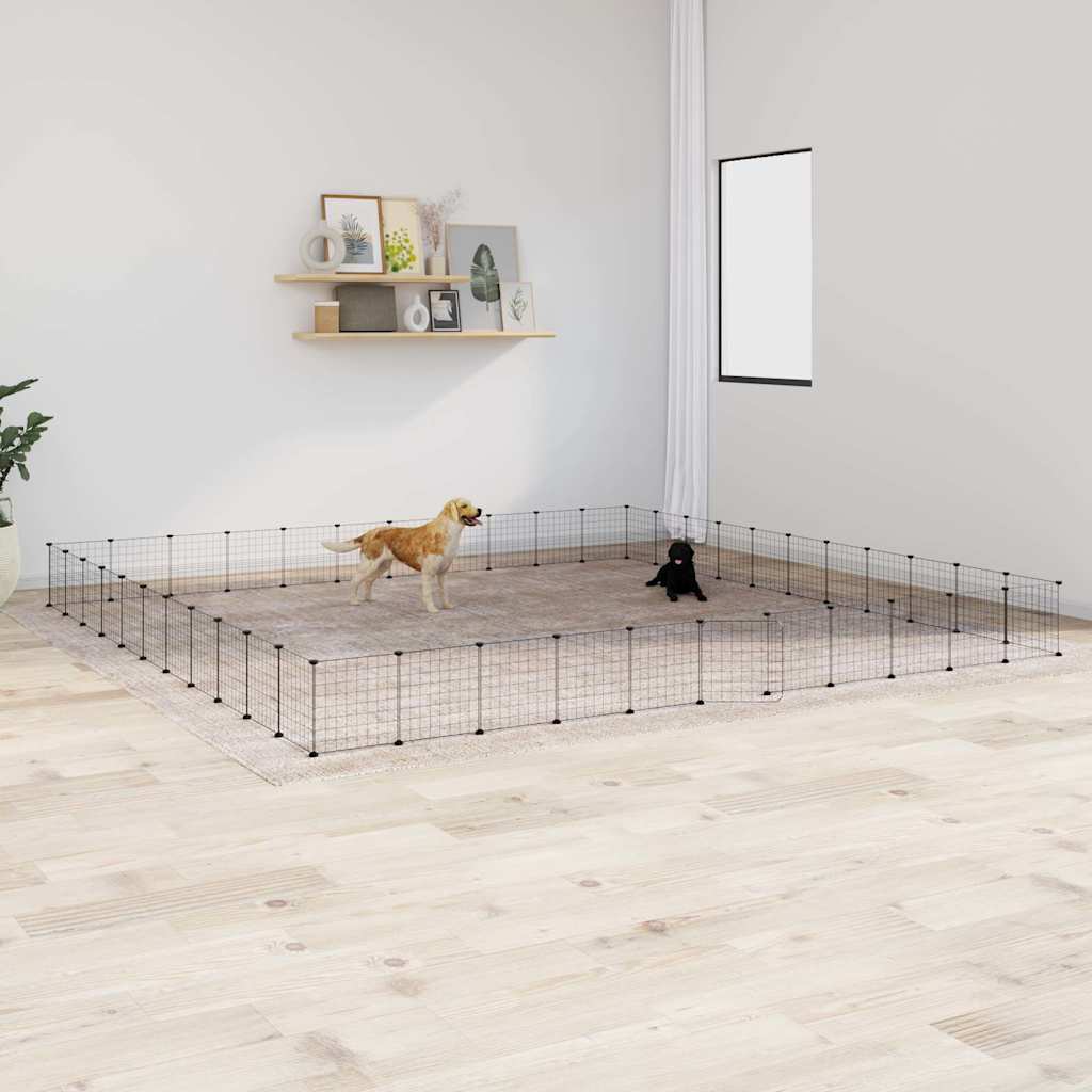 vidaXL Cușcă animale de companie cu ușă 44 panouri negru 35×35 cm oțel 35x35