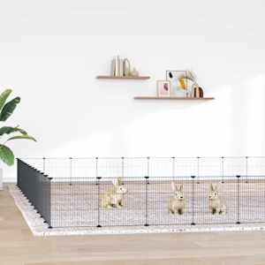 Ograda za hišne ljubljenčke z 52 paneli črna 35x35 cm jeklo