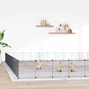 Ograda za hišne ljubljenčke s 60 paneli črna 35x35 cm jeklo