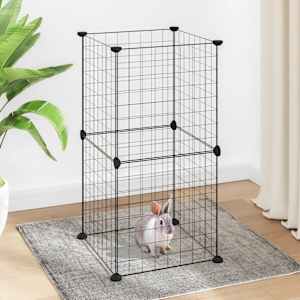 Ograda za hišne ljubljenčke z 8 paneli črna 35x35 cm jeklo