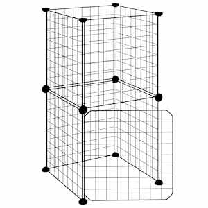 vidaXL 8-paneeliga lemmiklooma aedik uksega, must, 35 x 35 x 70 cm, teras