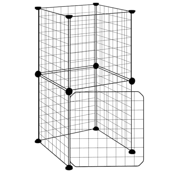 vidaXL 8-paneeliga lemmiklooma aedik uksega, must, 35 x 35 x 70 cm, teras