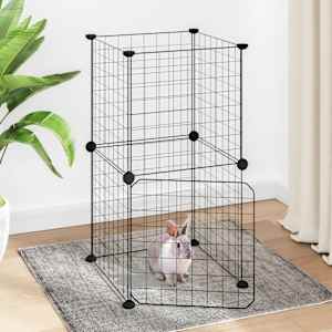 Ograda za hišne ljubljenčke z 8 paneli črna 35x35 cm jeklo