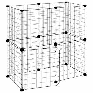vidaXL 12-paneeliga lemmiklooma aedik uksega, must, 70 x 35 x 70 cm, teras