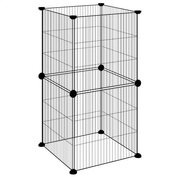 vidaXL 8-paneeliga lemmiklooma aedik, must, 35 x 35 x 70 cm, teras