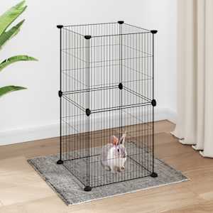 Ograda za hišne ljubljenčke z 8 paneli črna 35x35 cm jeklo