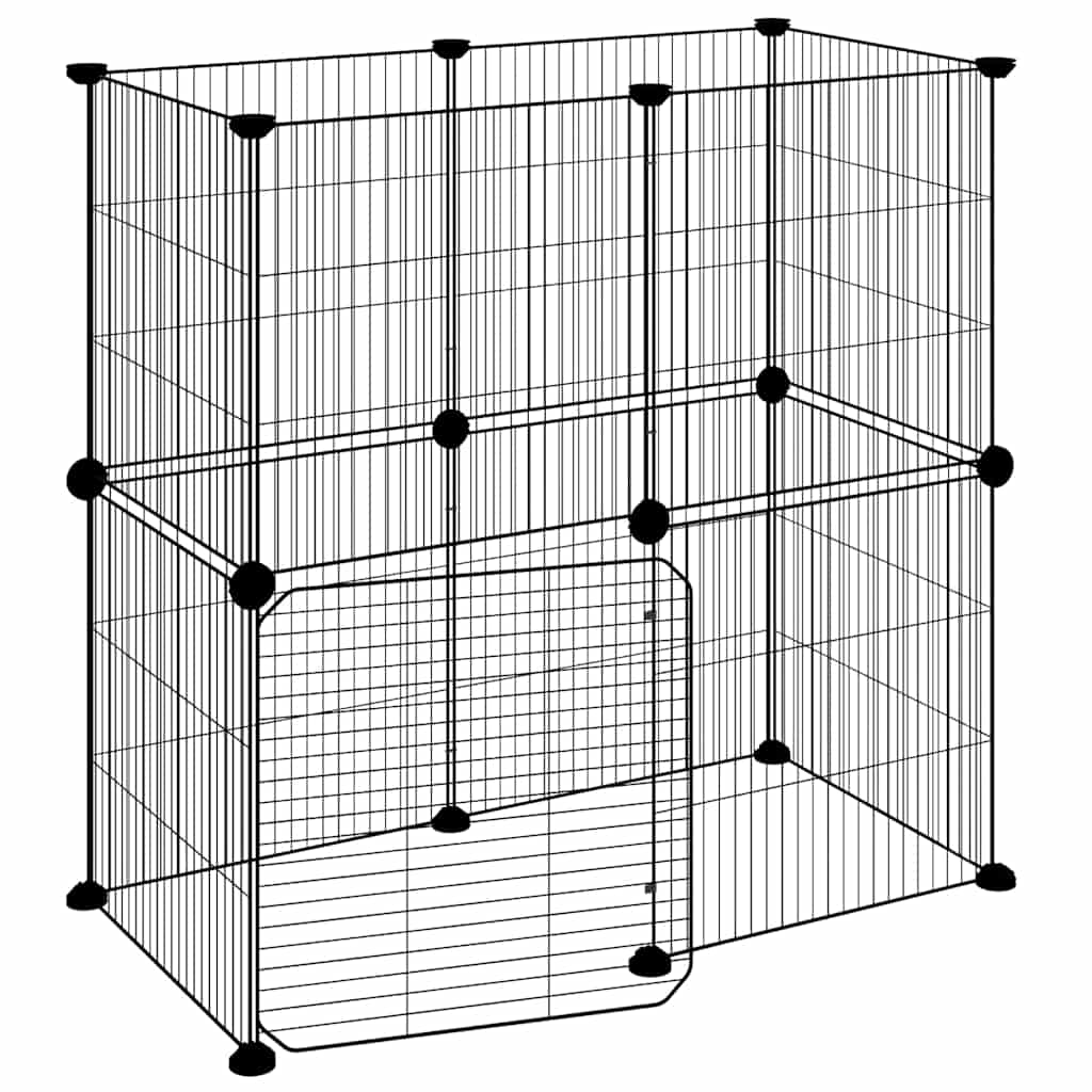 vidaXL 12panelová ohrádka pro zvířata s dvířky černá 70 x 35 x 70 cm ocel