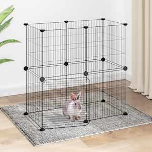 Ograda za hišne ljubljenčke z 12 paneli črna 35x35 cm jeklo