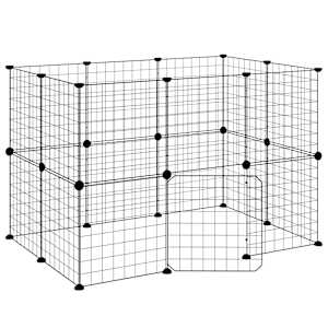 vidaXL 20-paneeliga lemmiklooma aedik uksega, must, 105 x 70 x 70 cm, teras