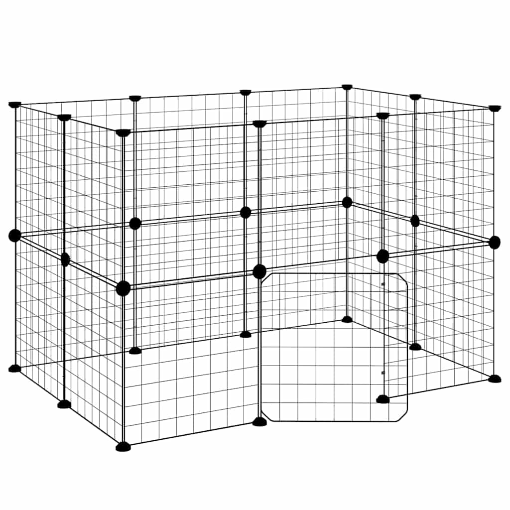 vidaXL 20panelová ohrádka pro zvířata s dvířky černá 105 x 70 x 70 cm ocel