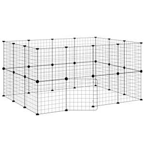 vidaXL 28-paneeliga lemmiklooma aedik uksega, must, 140 x 105 x 70 cm, teras