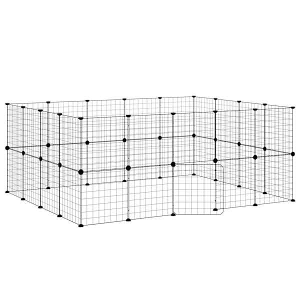 vidaXL 36 paneeliga lemmiklooma aedik uksega, must, 175 x 140 x 70 cm, teras
