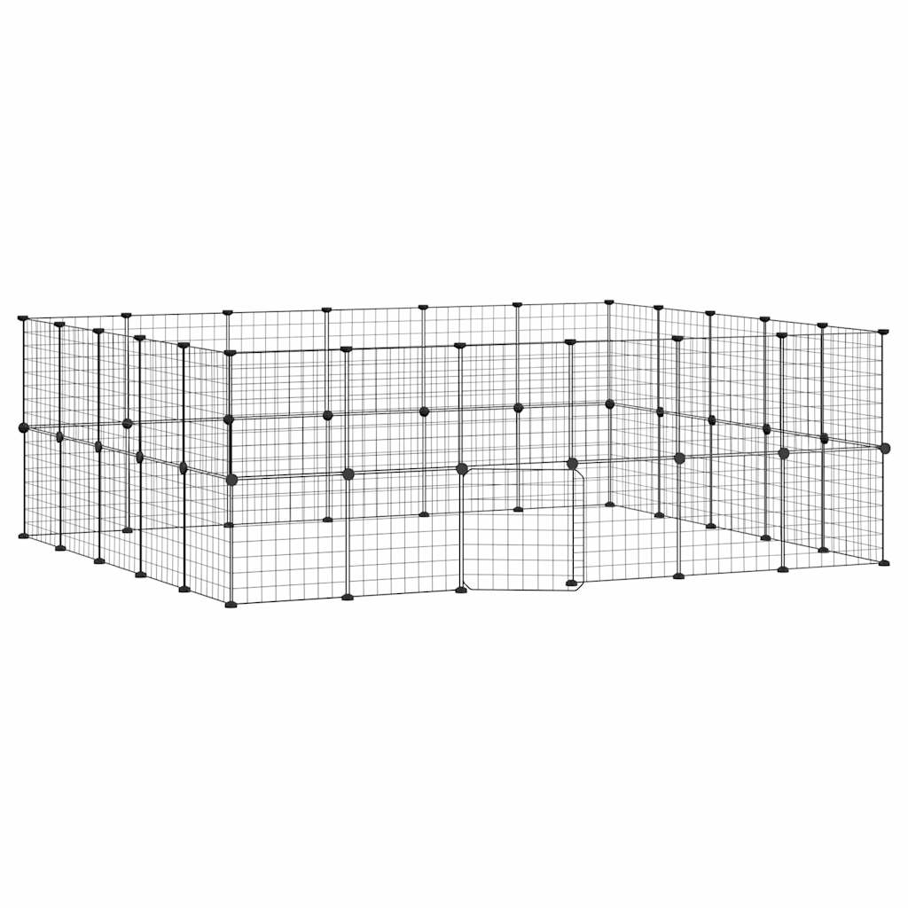 vidaXL 44panelová ohrádka pro zvířata s dvířky černá 35 x 35 cm ocel