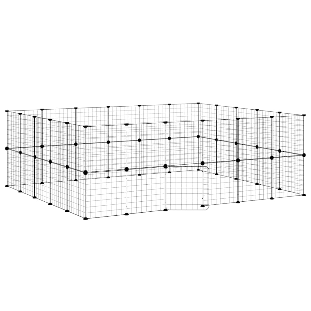 vidaXL 44panelová ohrádka pro zvířata s dvířky černá 210 x 175 x 70 cm ocel