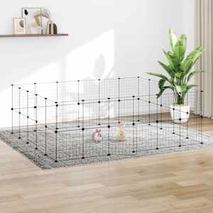 Ograda za hišne ljubljenčke s 44 paneli črna 35x35 cm jeklo