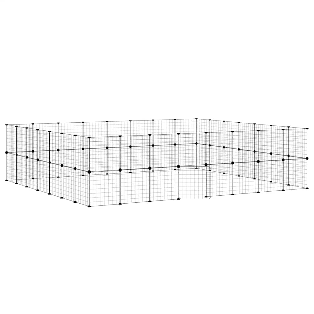 vidaXL 60panelová ohrádka pro zvířata s dvířky černá 35 x 35 cm ocel