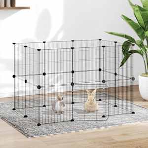 Ograda za hišne ljubljenčke z 20 paneli črna 35x35 cm jeklo