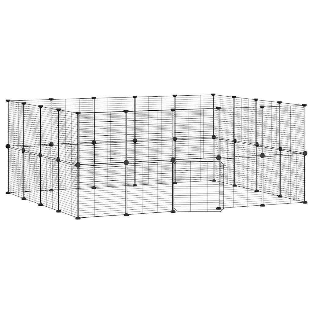 vidaXL 36panelová ohrádka pro zvířata s dvířky černá 35 x 35 cm ocel