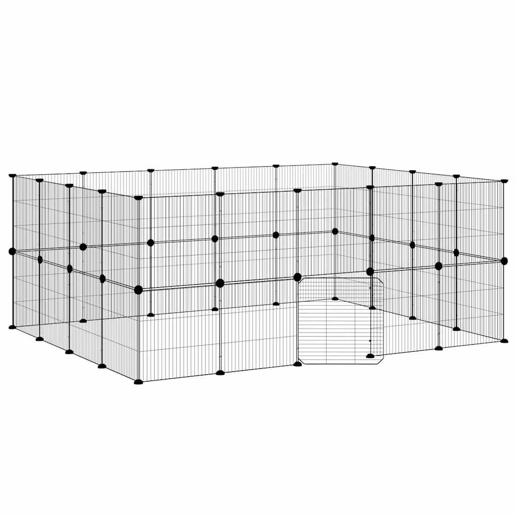 vidaXL 36panelová ohrádka pro zvířata s dvířky černá 175 x 140 x 70 cm ocel