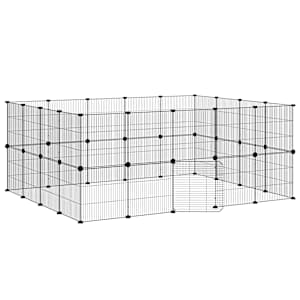 36panelová ohrádka pro zvířata s dvířky černá 35 x 35 cm ocel - obrázek 2