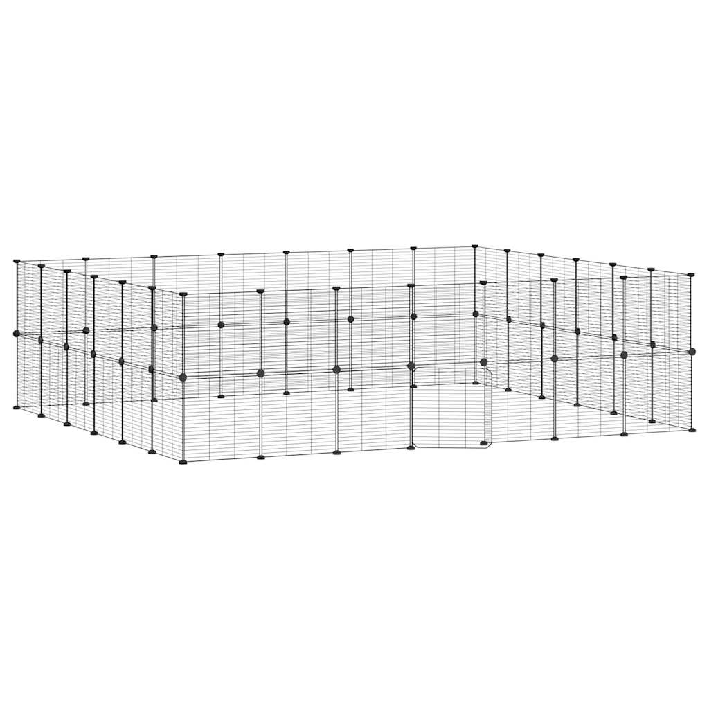 vidaXL 52panelová ohrádka pro zvířata s dvířky černá 35 x 35 cm ocel