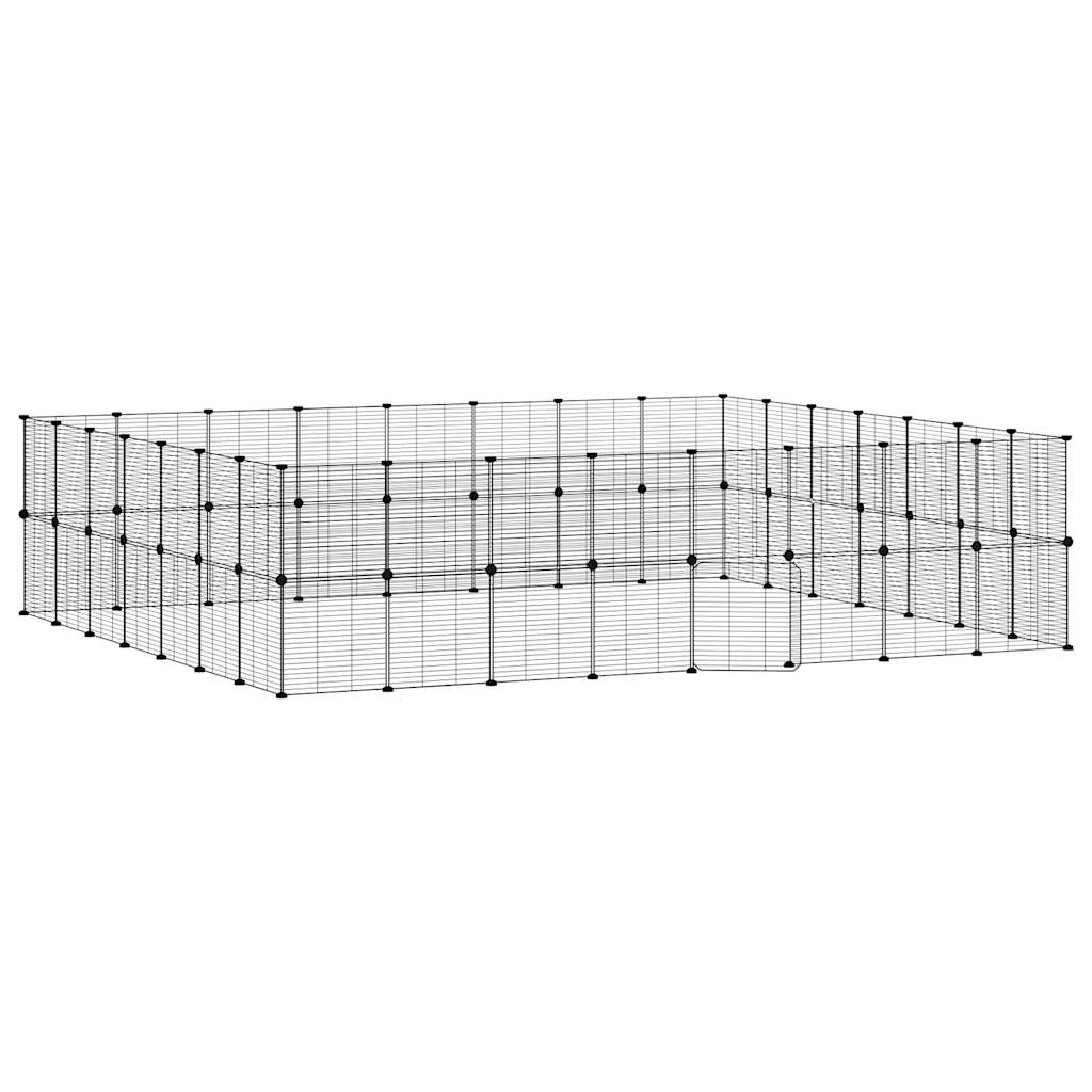vidaXL 60panelová ohrádka pro zvířata s dvířky černá 35 x 35 cm ocel