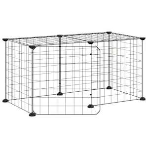 vidaXL 8-paneeliga lemmiklooma aedik uksega, must, 70x35x35 cm, teras
