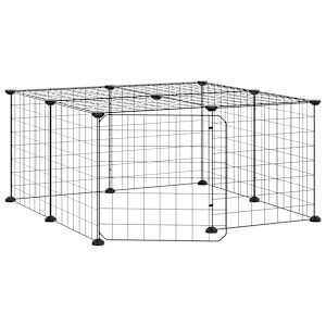 vidaXL 12-paneeliga lemmiklooma aedik uksega, must, 70 x 70 x 35 cm, teras