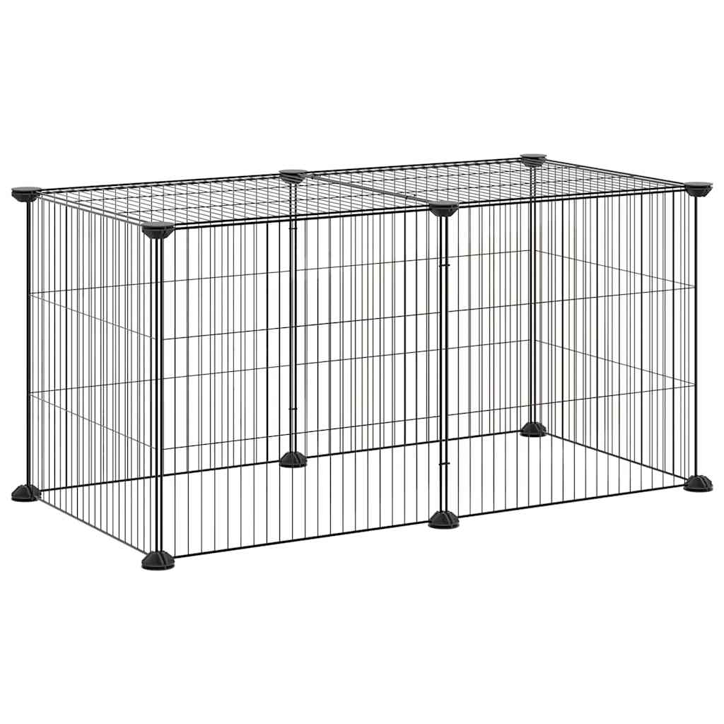 vidaXL 8panelová ohrádka pro zvířata černá 70x35x35 cm ocel