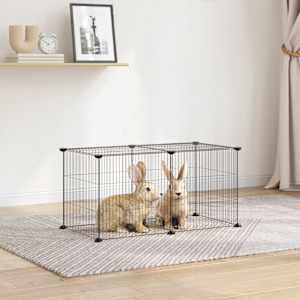 Ograda za hišne ljubljenčke z 8 paneli črna 35x35 cm jeklo