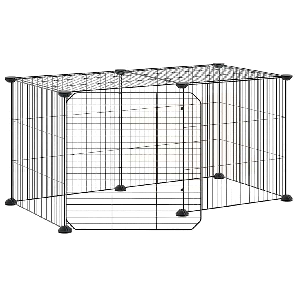 vidaXL 8panelová ohrádka pro zvířata s dvířky černá 35 x 35 cm ocel