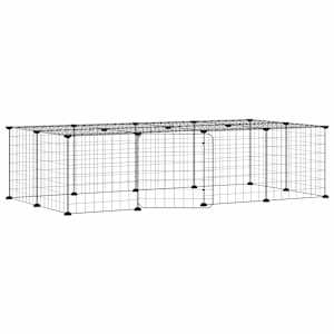 vidaXL 20-paneeliga lemmiklooma aedik uksega, must, 140 x 70 x 35 cm, teras
