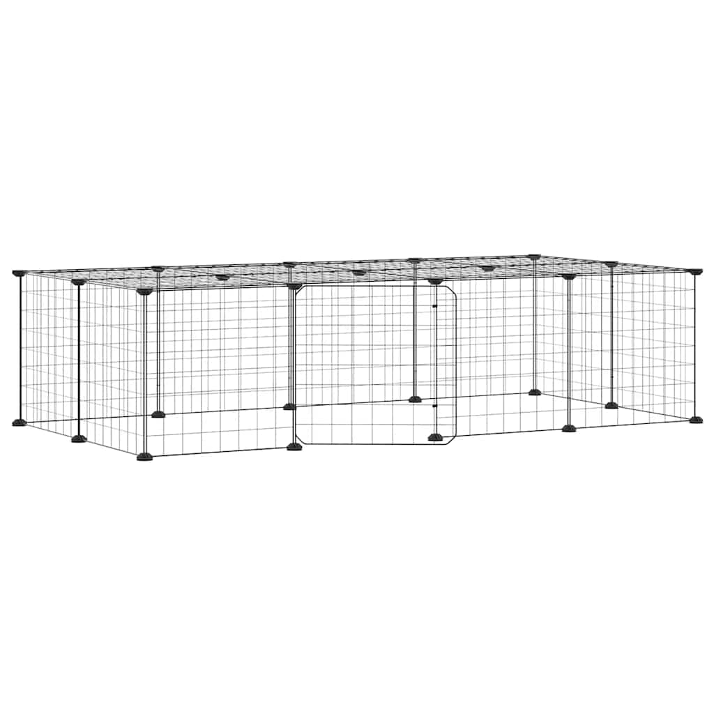 vidaXL 20panelová ohrádka pro zvířata s dvířky černá 35 x 35 cm ocel