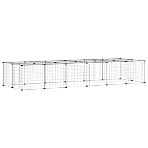 vidaXL 28-paneeliga lemmiklooma aedik uksega, must, 210 x 70 x 35 cm, teras