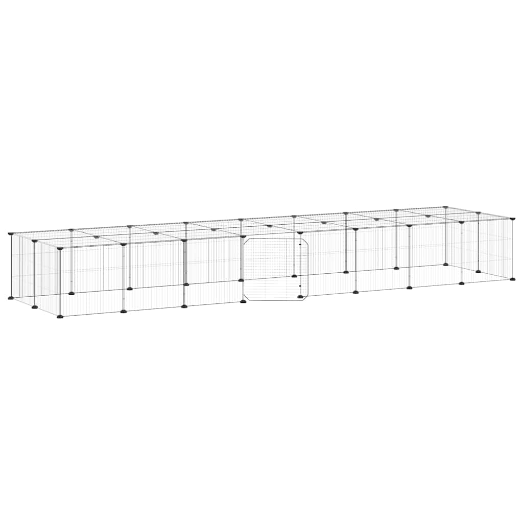 vidaXL 36panelová ohrádka pro zvířata s dvířky černá 35 x 35 cm ocel
