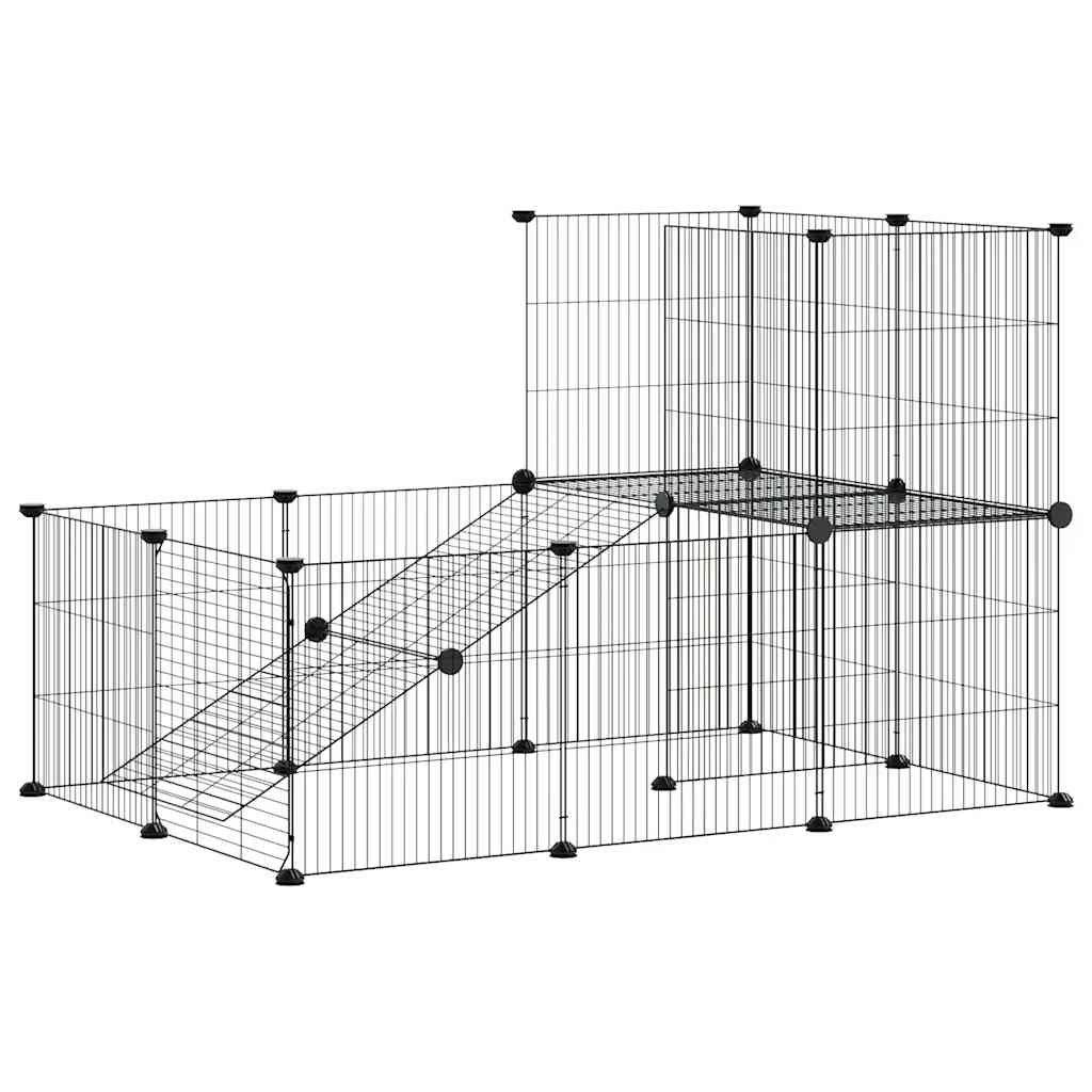 vidaXL 20panelová ohrádka pro zvířata s dvířky černá 35 x 35 cm ocel