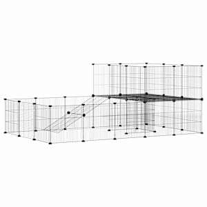 vidaXL 36 paneeliga lemmiklooma aedik uksega, must, 175 x 105 x 70 cm, teras