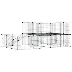 vidaXL 44 paneeliga lemmiklooma aedik uksega, must, 175 x 105 x 70 cm, teras